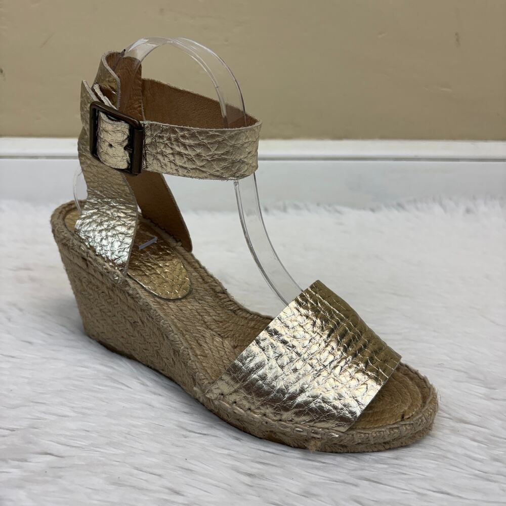 J. Crew Corsica Metallic Gold Espadrille Wedge Sandals Size 7